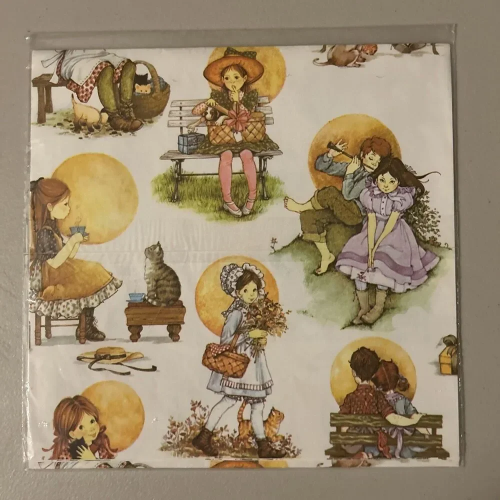 Gibson Dear Hearts Gift Wrap Paper Pack 2 sheets All Occassion NIP 1970s